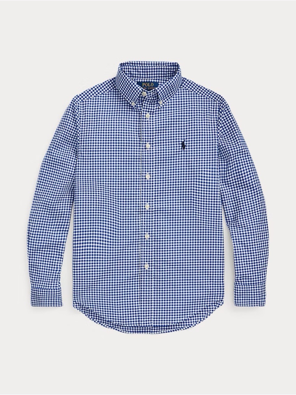 Ralph Lauren Blue and White Gingham Button-Down Shirt - Kids